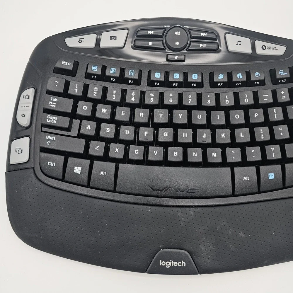 Logitech K350 Wireless Wave Keyboard M505 Mouse Unifying Dongle Ergonomic TESTED